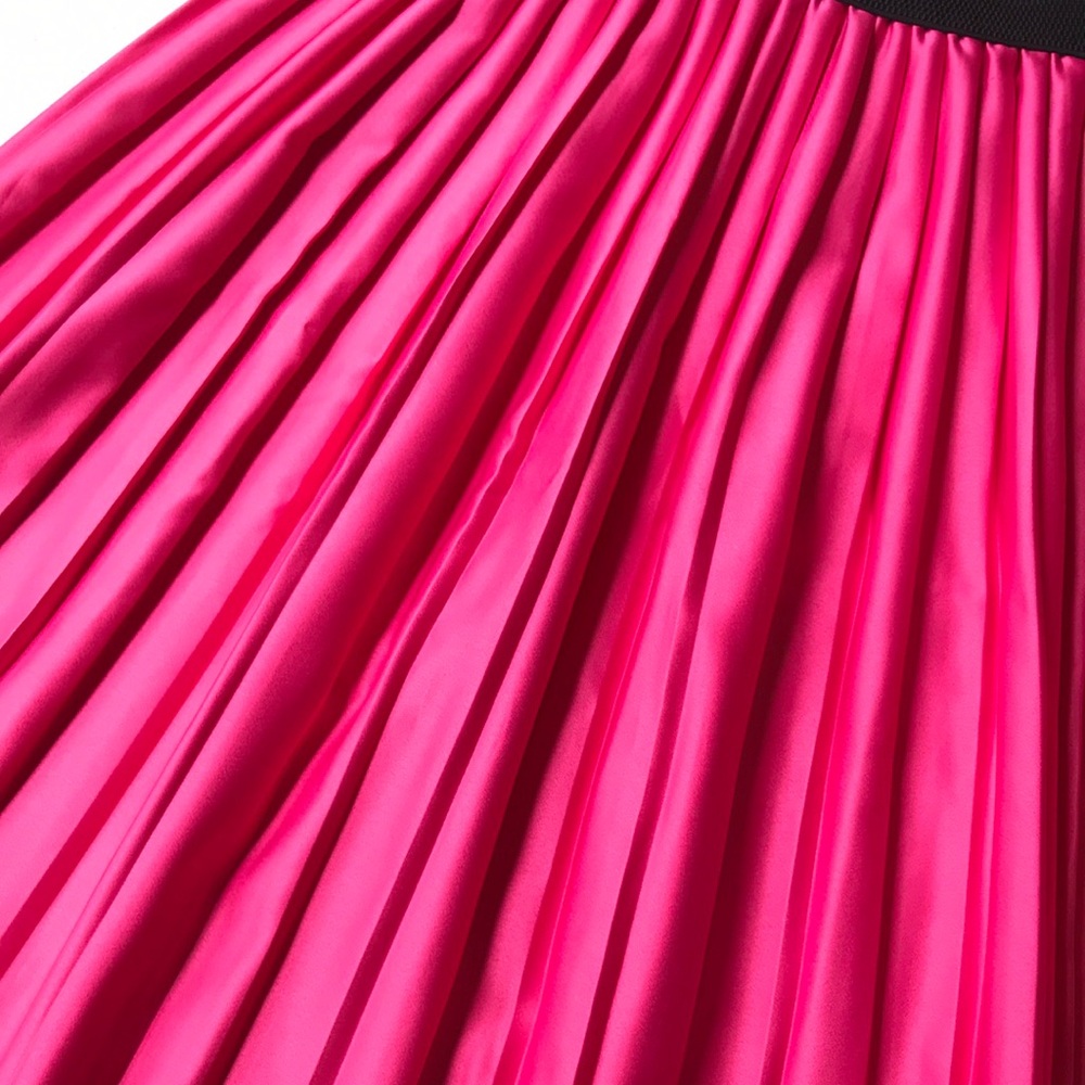 Hot Pink Fuchsia Satin Midi Skirt - S - Picture 4 of 6